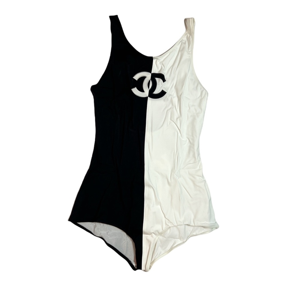 B&W one piece swimsuit by Chanel. Brand new